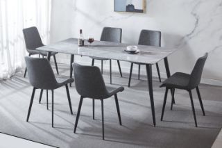 Picture of HOLMES 7PC Sintered Stone Dining Set - 1.5M Dining Set (Grey Chairs)
