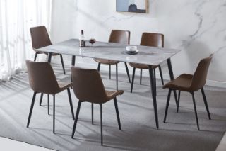 Picture of HOLMES 7PC Sintered Stone Dining Set - 1.8M Dining Set (Brown Chairs)