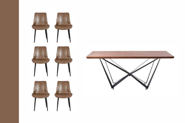 Picture of HAPPER 7PC 1.8M Dining Set (Brown Chairs)