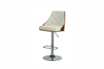 Picture of BARONY Bentwood with PU Adjustable Swivel Gas Lift Bar Stool (White)