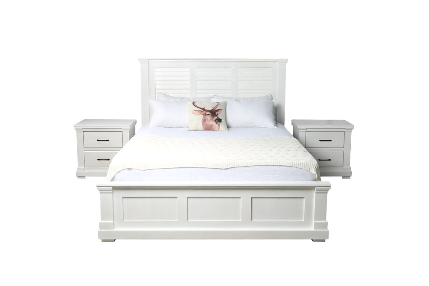 BICTON Bed Frame in Queen Size (White)