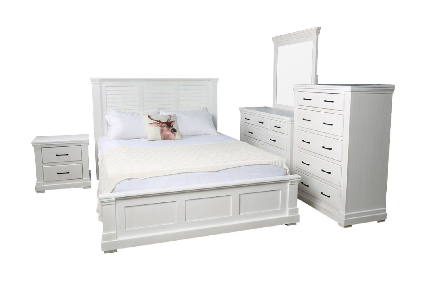 BICTON Bed Frame in Queen Size (White)