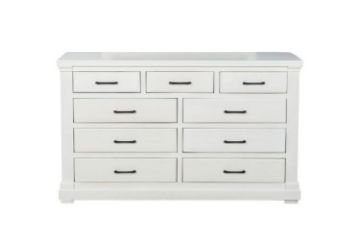 Picture of BICTON 9-Drawer Dresser with Mirror (White) - Dresser Only