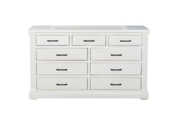 Picture of BICTON 9 DRW Dressing Table with Mirror (White) - Dressing Table