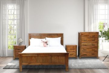 Picture of WOODLAND 4PC/5PC/6PC Bedroom Combo Set in Queen Size (Rustic Brown)