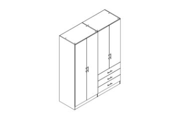 Picture of BESTA Wall Solution Modular Wardrobe - 4 DOOR 3 DRAWER (BFGHK)