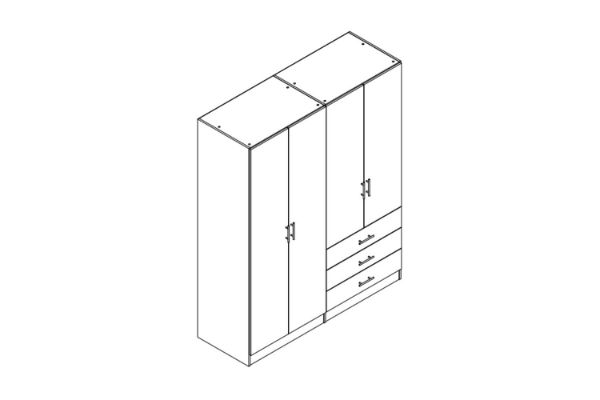 Picture of BESTA Wall Solution Modular Wardrobe - 4 DOOR 3 DRAWER (BFGHK)