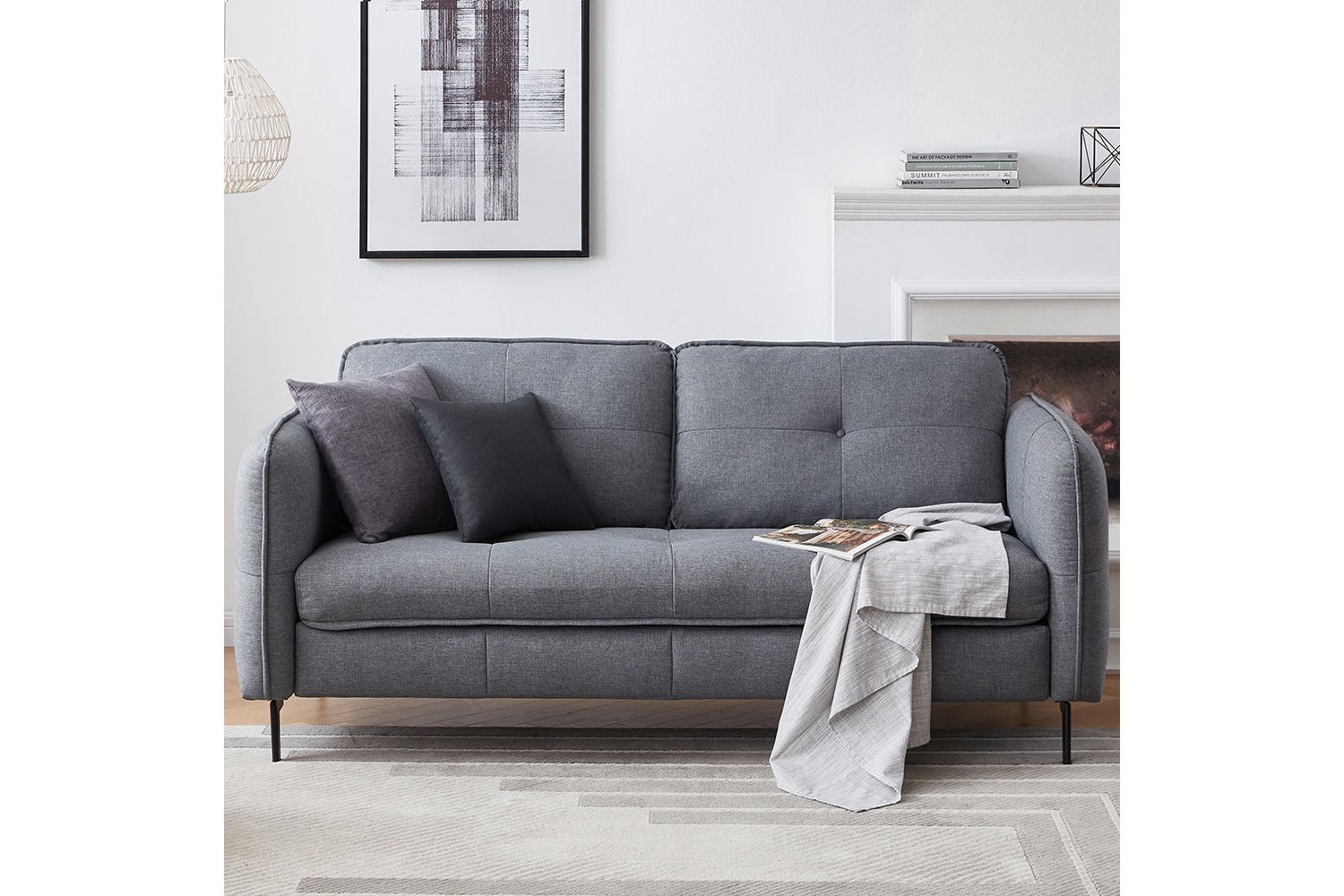 AMBERLEY 3+2 Seater Fabric Sofa (Grey)