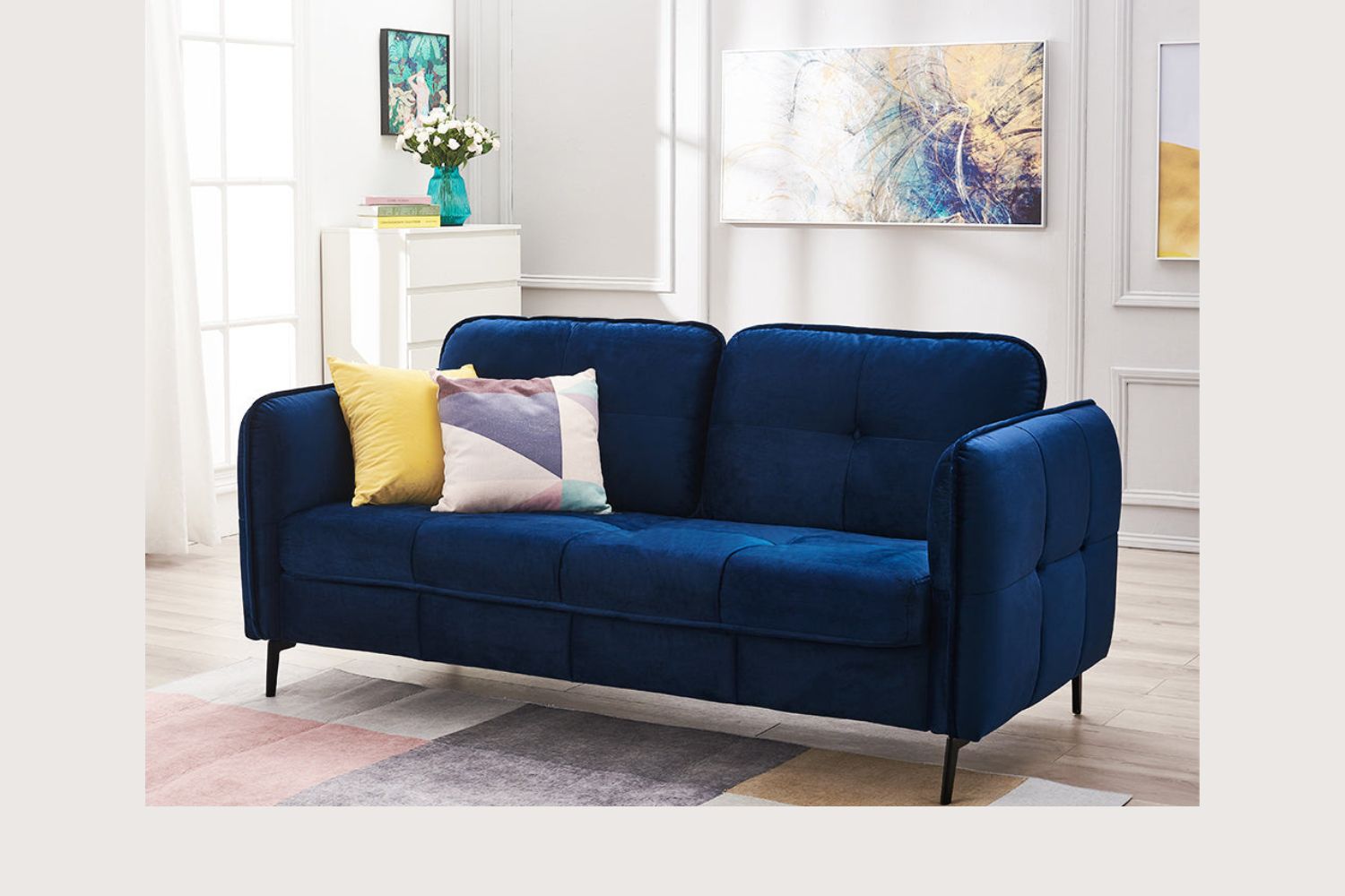 AMBERLEY Velvet Sofa (Blue) 2 Seater