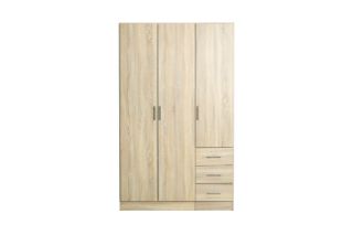 Picture of BESTA 3 DOOR 3 SHORT DRW Wall Solution Modular Wardrobe (BDFG) - Oak Colour
