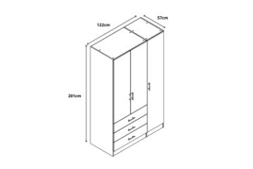 Picture of BESTA Wall Solution Modular Wardrobe - 3 DOOR 3 DRAWER (BEHK)