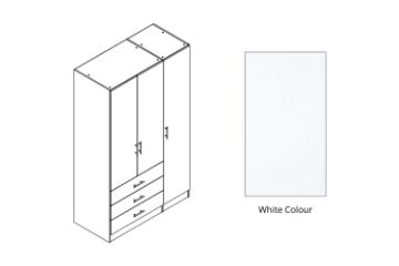 Picture of BESTA 3 DOOR 3 DRW Wall Solution Modular Wardrobe (BEHK) - White Colour
