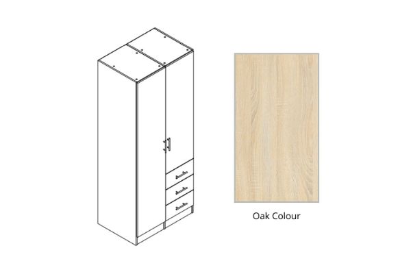 Picture of BESTA 2 DOOR 3 SHORT DRW Wall Solution Modular Wardrobe (BDE) - Oak Colour