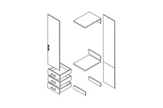 Picture of BESTA Wall Solution Modular Wardrobe - Part D (White Colour)