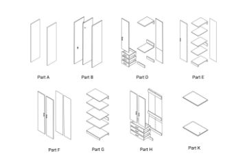 Picture of BESTA Wall Solution Modular Wardrobe - Parts for Customisation (White Colour)