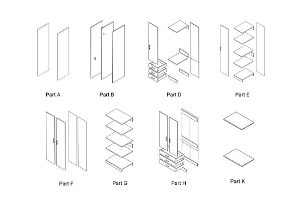 Picture of BESTA Wall Solution Modular Wardrobe - Parts for Customisation (White Colour)