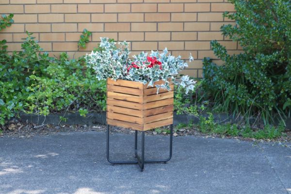 Picture of BISTRO Outdoor Square Wooden Pot/Planter with Steel Legs (32x32x60)