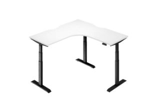 Picture of UP1 L-SHAPE Adjustable Height Desk (White Top Black Base) - 695-1185mm (160 Top)