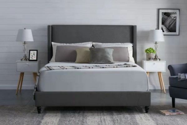 Picture of POOLE Bed Frame (Dark grey) - Queen