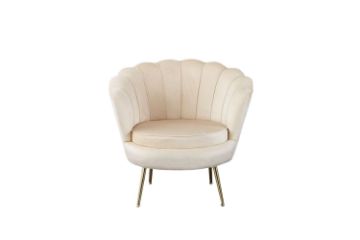 Picture of EVELYN Curved Flared Accent Velvet Chair (Beige)