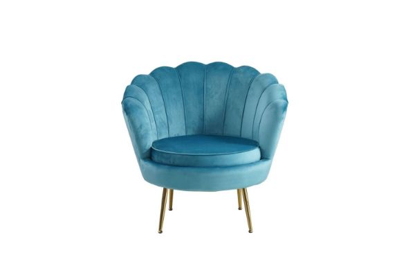 Picture of EVELYN Curved Flared Accent Velvet Chair (Blue)