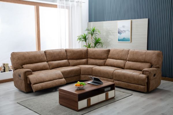 Picture of STARC Modular Power Recliner Sectional Sofa with Console (Air Leather in Sandstone Colour)