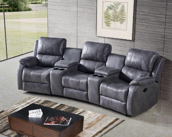 EASTON Home Theatre Reclining Sofa with 2 Cup Holders and Storage