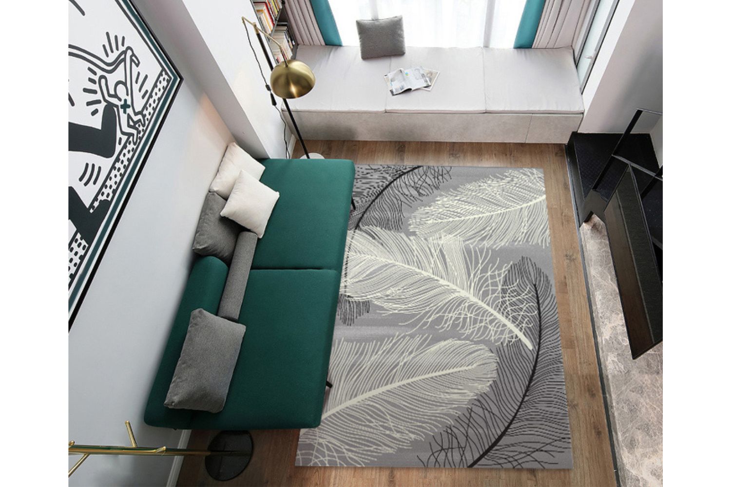 MONOCHROME FEATHERS Rug (160x230cm)
