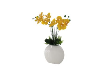 Picture of ARTIFICIAL PLANT Yellow Orchid with White Vase (H55cm)