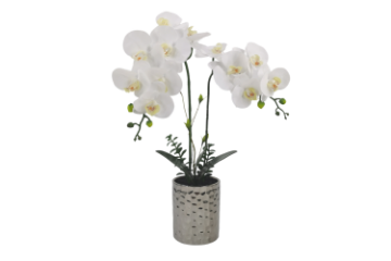 Picture of ARTIFICIAL PLANT White Orchid with Silver Vase (H56cm)