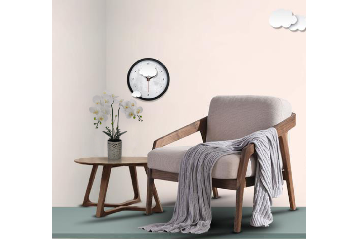 ARTIFICIAL PLANT White Orchid with White Vase (H43cm)