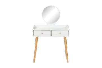 Picture of ALICE 80 Dressing Table with Round Mirror (White)