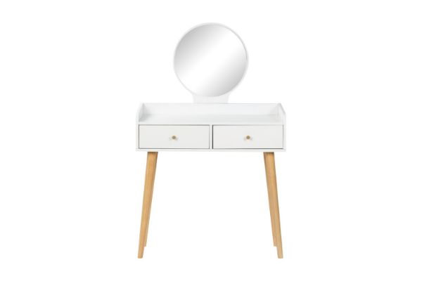 Picture of ALICE 80 Dressing Table with Round Mirror (White)