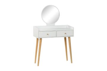 Picture of ALICE 80 Dressing Table with Round Mirror (White)