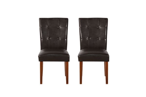 Picture of SOMMERFORD Tufted PU Leather Dining Chair (Dark Brown) - Set of 2