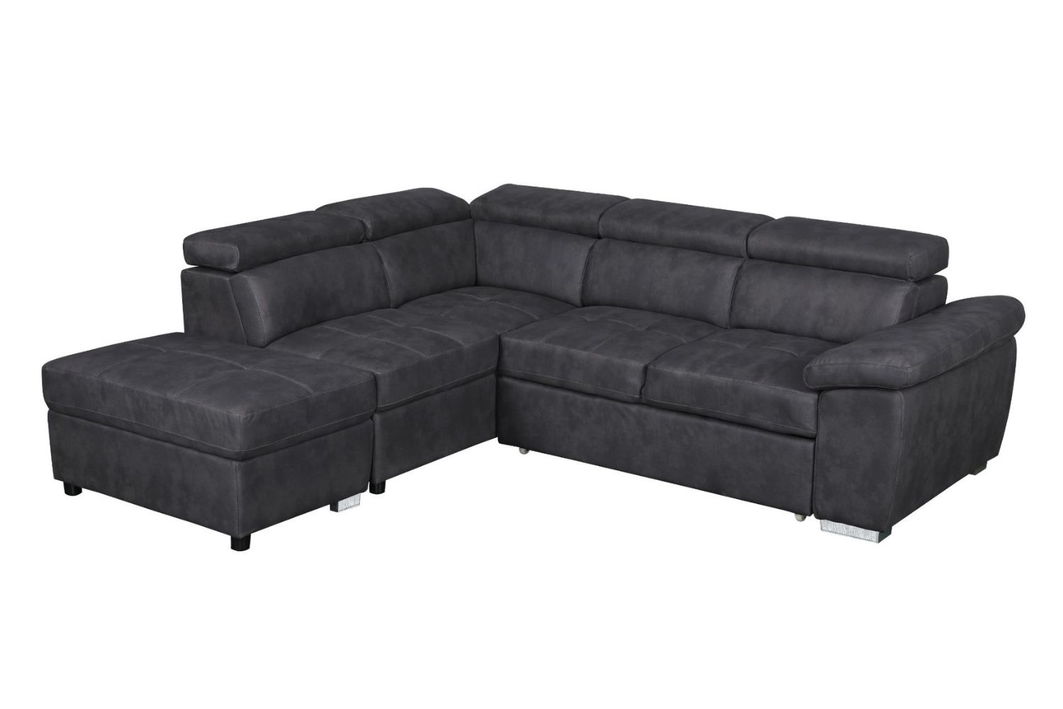 GRAYSON PullOut Sectional Sofa Bed with Storage Ottoman Facing Left