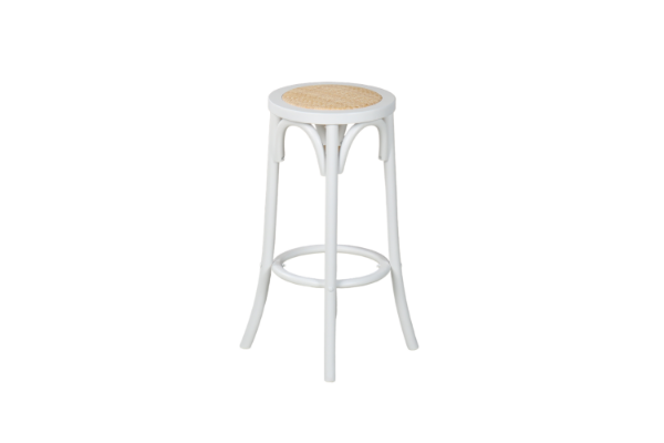 MAUI Solid Beech Rattan Seat Bar Stool White