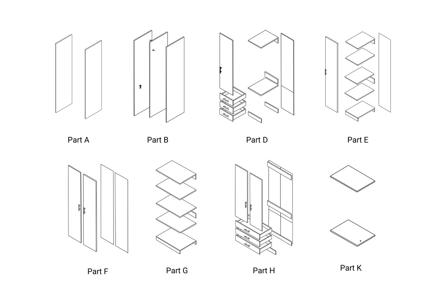 BESTA Wall Solution Modular Wardrobe 3 DOOR (BEFG)