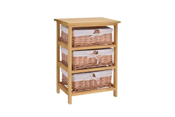 Siena 3 Drawers Cabinet Wicker Basket