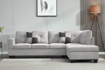 Picture of NEBULA Sectional Sofa with Storage Ottoman & Drop-Down Console (Light Grey) - Facing Left