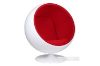 Picture of REPLICA Fiber Glass & Cashmere BALL Chair (White Shell with Red Cashmere Interior)