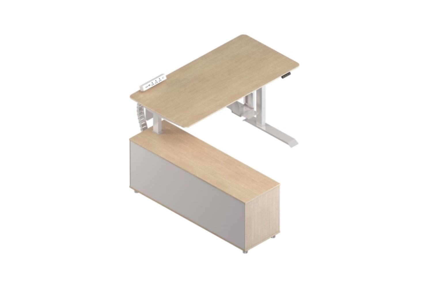 UP1 Executive L-Shape Height Adjustable Desk System (Oak Top)