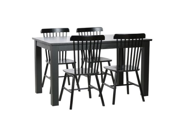 Picture of VICTOR 5PC Dining Set (Black) - 1.4M Table + 4 Chairs