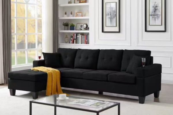 Picture of KLARA Reversible Chaise Sectional Sofa (Black)