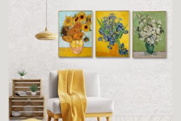 Picture of STILL LIFE WITH IRISES By Vincent Van Gogh - Golden Framed Canvas Print Wall Art (80cmx60cm)