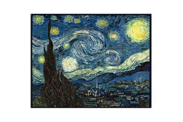 Picture of STARRY NIGHT By Vincent Van Gogh - Black Framed Canvas Print Wall Art (90cmx70cm)