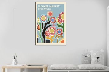 Picture of FLOWER MARKET STOCKHOLM - Frameless Canvas Print Wall Art (80cmx60cm)