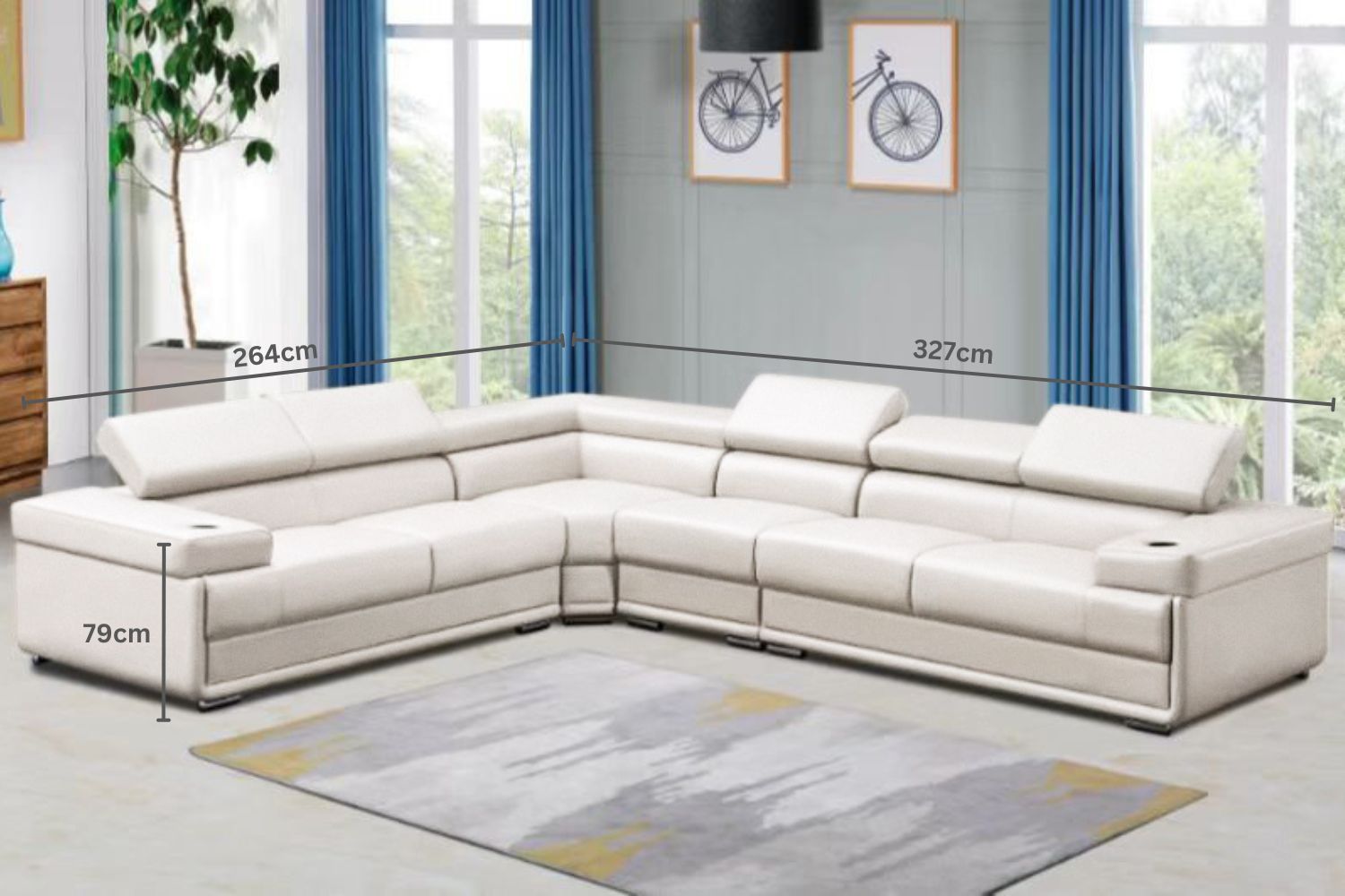 MAXWELL Sectional Air Leather Sofa (White)