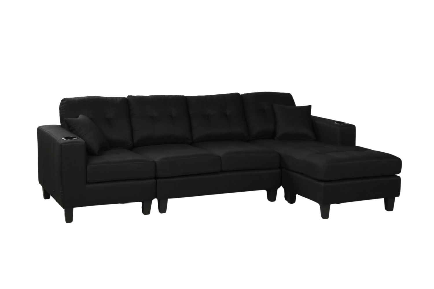 KLARA Reversible Chaise Sectional Sofa (Black)