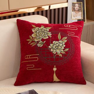 Picture of ORIENTAL Style Chenille Jacquard Pillow Cushion with Inner Assorted - Cushion 31950 (Red)